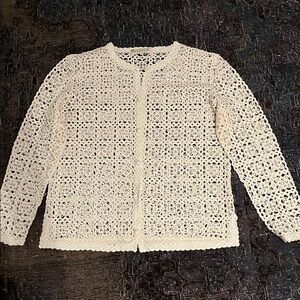 Vintage Silk Women's Cream Crochet Cardigan